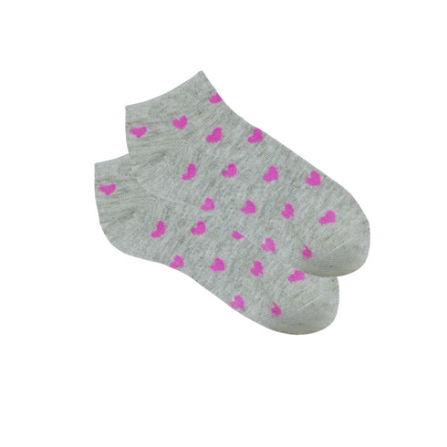 Grey Hearts Premium Ankle Socks