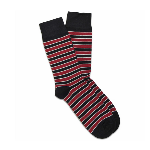 Black Narrow Stripes Crew Socks