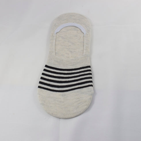 Striped Liner No Show Invisible Socks Off White
