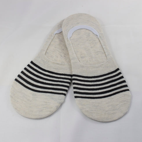 Striped Liner No Show Invisible Socks Off White