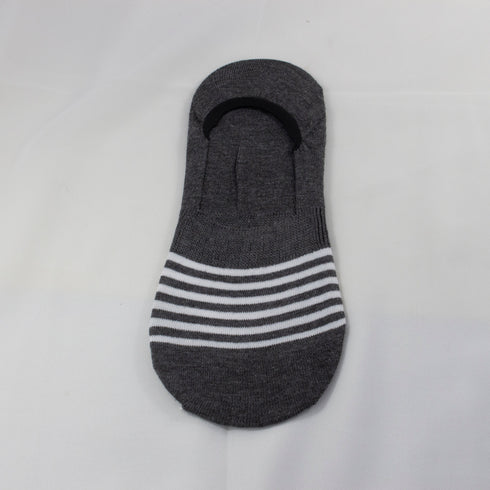 Striped Liner No Show Invisible Socks Charcoal