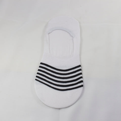 Striped Liner No Show Invisible Socks White