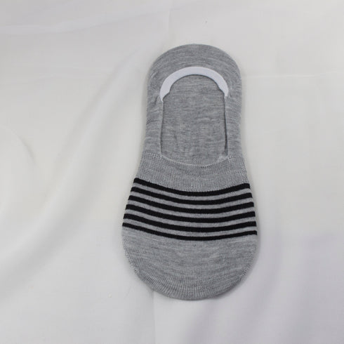 Striped Liner No Show Invisible Socks Grey