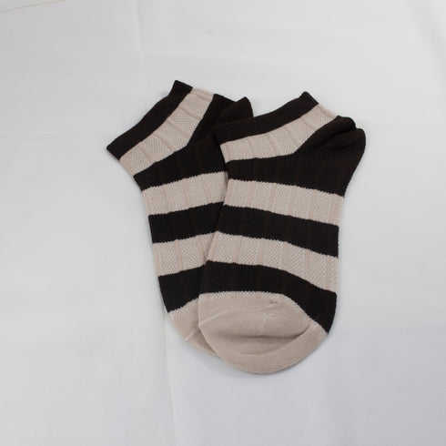 Furor Beige Stripe Winter Ankle Socks
