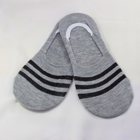 Breathable Striped No Show Invisible Socks Grey