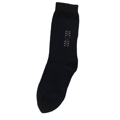 Black Zig Zag Liner Cotton Premium Socks