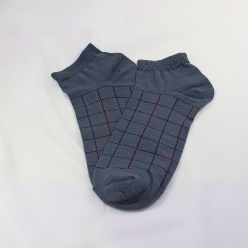 Colored Checked Ankle Socks Grey