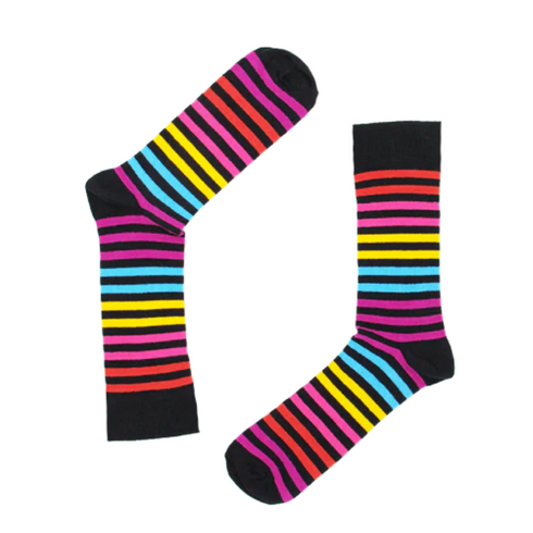 Black Multi Striped Lines Funky Socks