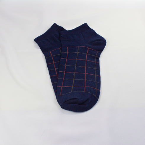 Colored Checked Ankle Socks Blue