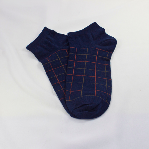 Colored Checked Ankle Socks Blue