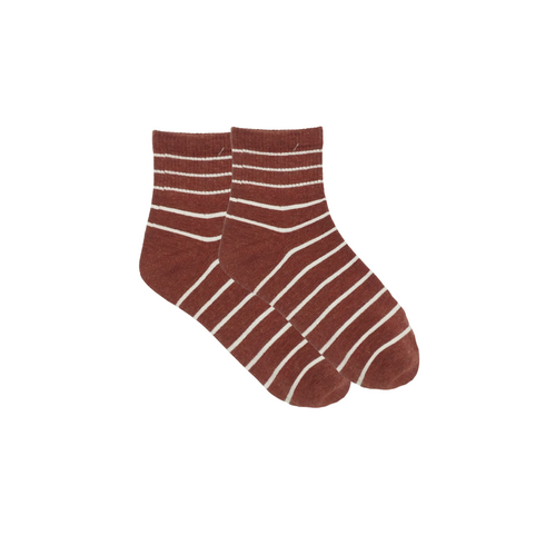 Brown Striped Quarter Ankle Socks