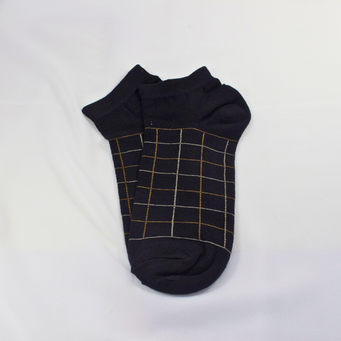 Colored Checked Ankle Socks Black