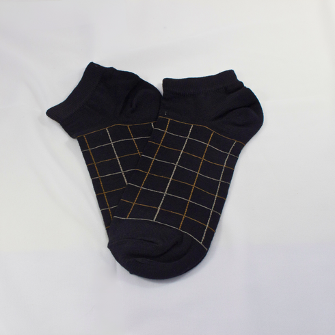 Colored Checked Ankle Socks Black