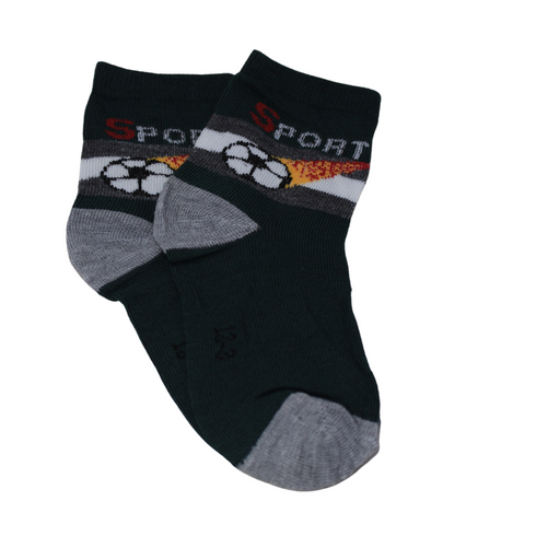 Black Sports Kids Socks (6-10 Years)
