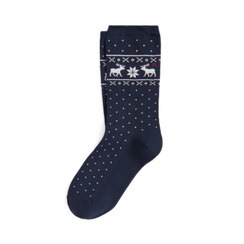Blue Dotted Deer Winter Socks