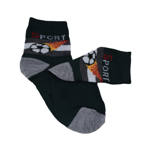 Black Sports Kids Socks (6-10 Years)