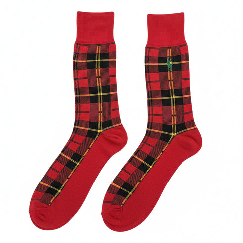 RL Plaid Red Crew Socks