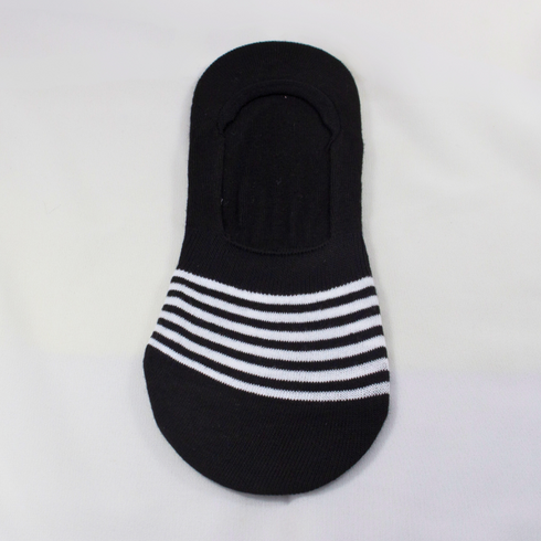 Striped Liner No Show Invisible Socks Black