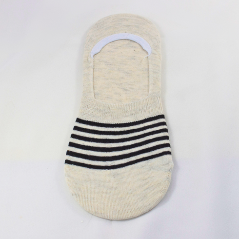 Striped Liner No Show Invisible Socks Off White