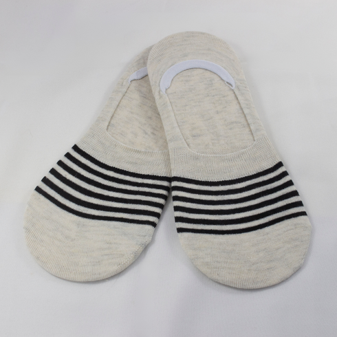 Striped Liner No Show Invisible Socks Off White