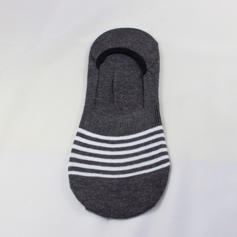 Striped Liner No Show Invisible Socks Charcoal
