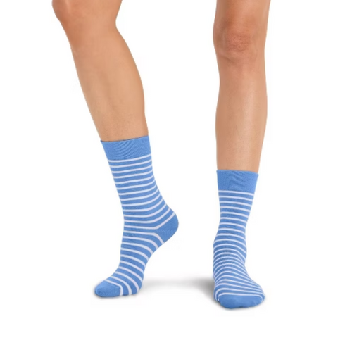 Sky Blue Bold Stripes Crew Socks