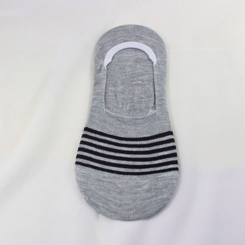 Striped Liner No Show Invisible Socks Grey