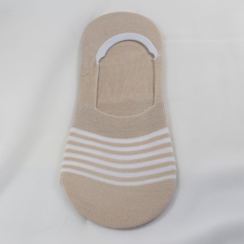 Striped Liner No Show Invisible Socks Beige