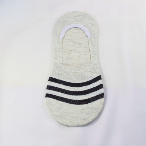 Breathable Striped No Show Invisible Socks Off White