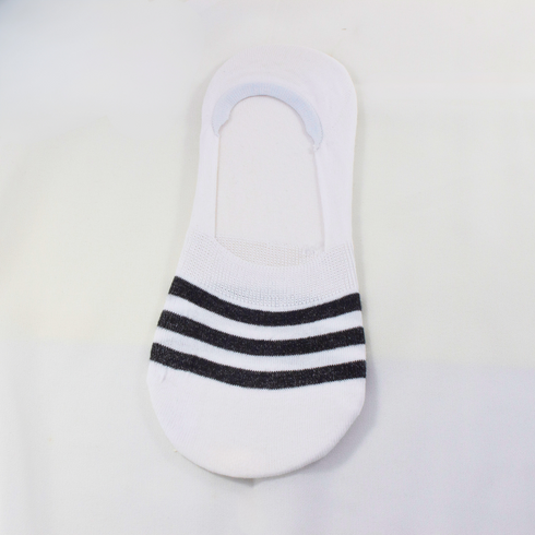 Breathable Striped No Show Invisible Socks White