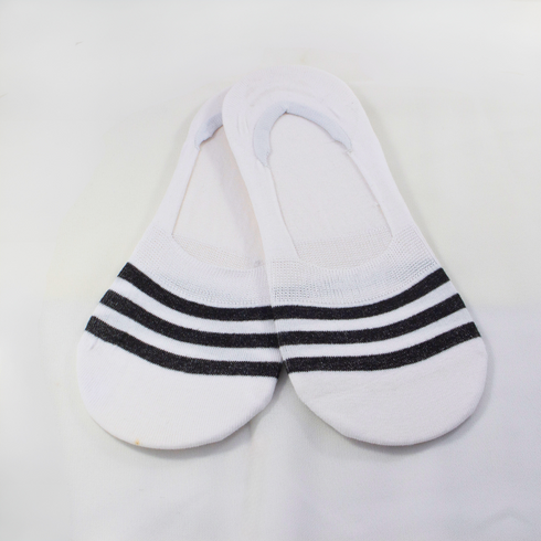 Breathable Striped No Show Invisible Socks White