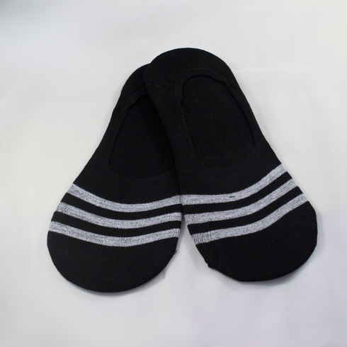 Breathable Striped No Show Invisible Socks Black