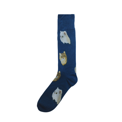Angry Cat Blue Funky Socks