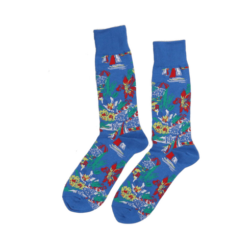 Big Blue Floral Socks
