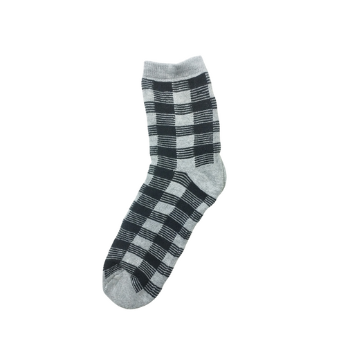 Black Chequered Crew Socks
