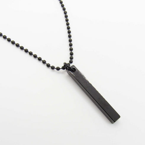 Black Square Bar Stainless Steel Pendant Chain Necklace