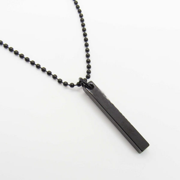 Black Square Bar Stainless Steel Pendant Chain Necklace