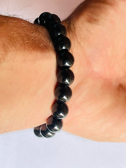 Black Stone Beads Bracelet - Three Layers