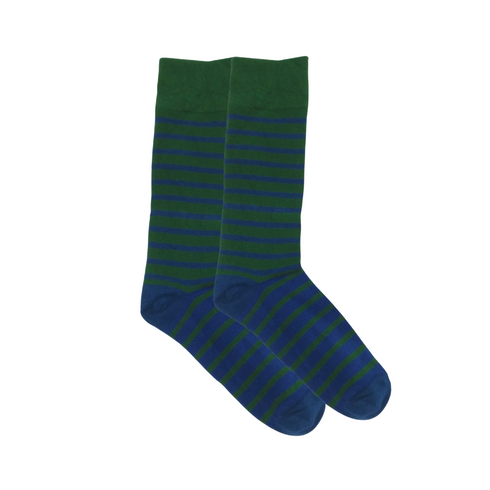 Blue Franko Stripes Crew Socks