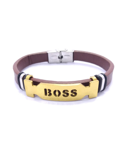 Boss Brown Leather Bracelet