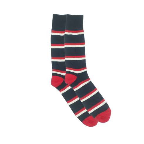 Fine Stripe Red Crew Socks