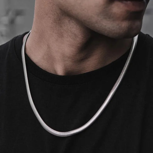 Flat Stainless Steel Snake Silver Chain 1
