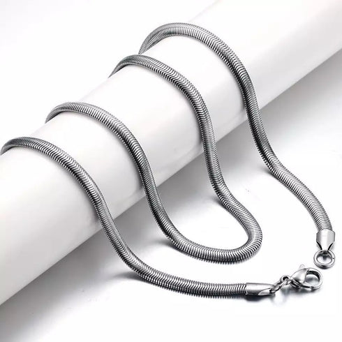 Flat Stainless Steel Snake Silver Chain