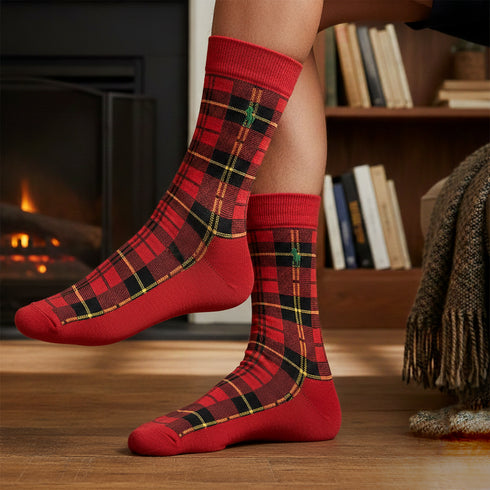 RL Plaid Red Crew Socks