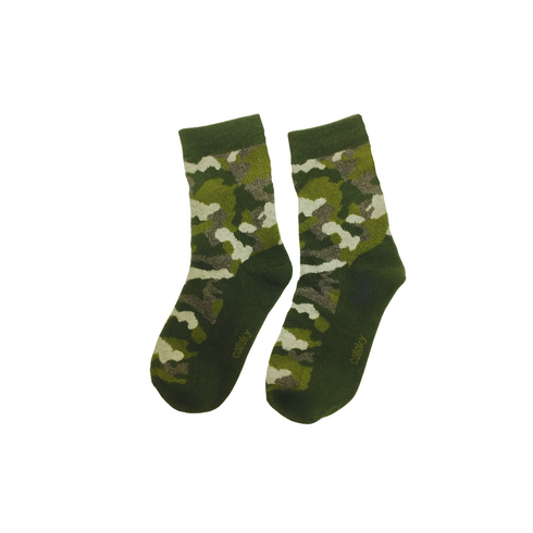 Green Camouflage Kids Socks (7-9 Years)
