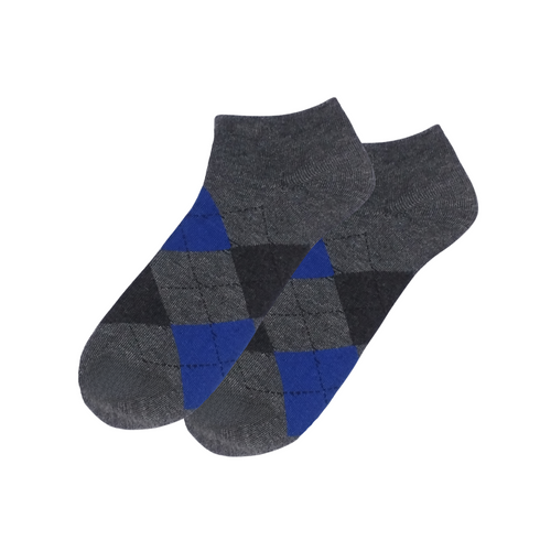 Grey Argyle Ankle Socks