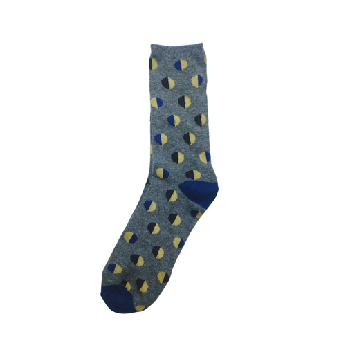 Grey Dots Crew Socks