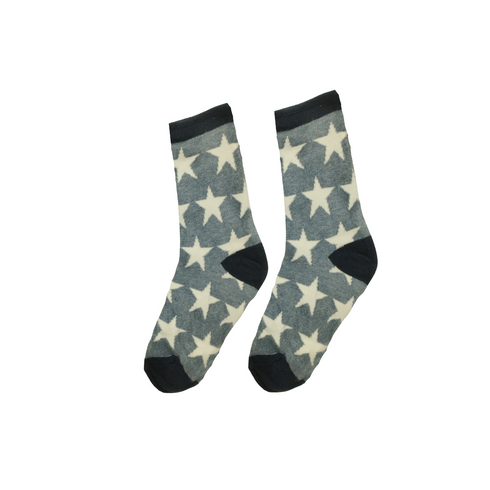 Light Grey Glitter Star Kids Socks (5-7 Years)