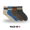 Premium Striped Quarter Crew Socks - Pack of 4