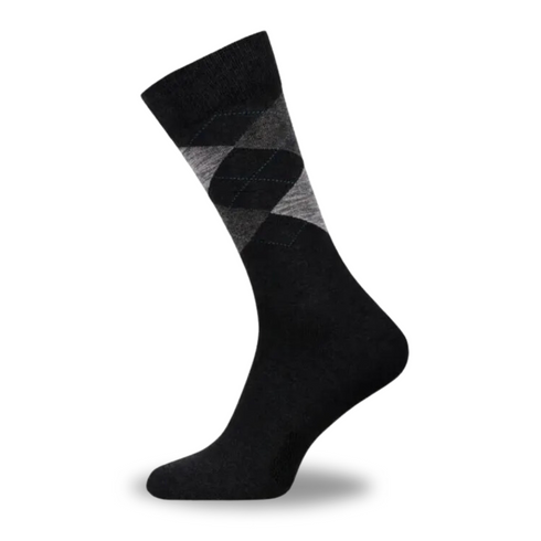 Premium Quality Black Argyle Crew Socks